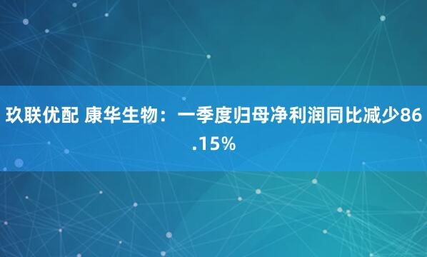 玖联优配 康华生物：一季度归母净利润同比减少86.15%