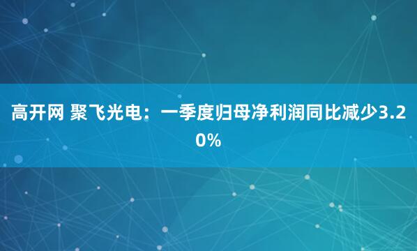 高开网 聚飞光电：一季度归母净利润同比减少3.20%